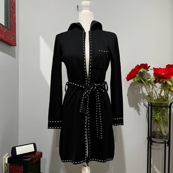 NEW Twiggy Longline Whipstitch Belted Hooded Contrast Zip Travel Sweater Jacke… - Picture 2 of 16